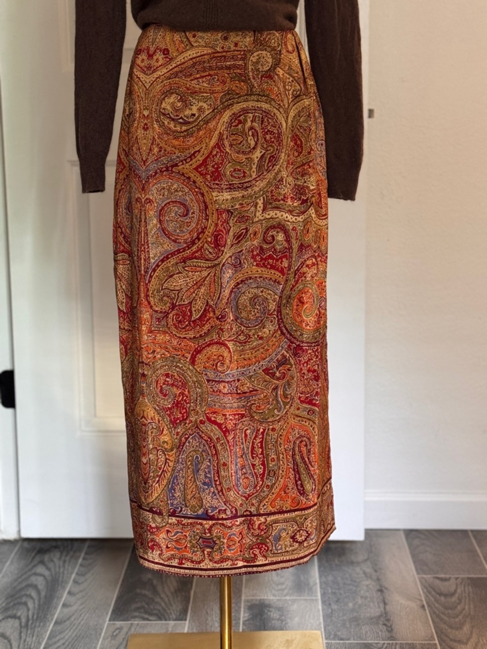 Vintage 100% Silk Maxi Skirt